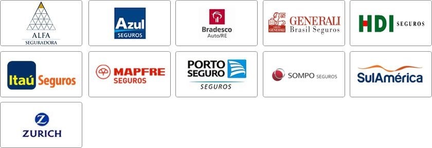 AIG, ALLIANZ, ANADEM, ARGO, AZUL, BRADESCO, CAPEMISA, GENERALI, HDI, ITAU, MAPFRE, PORTO SEGURO, SOMPO, SUHAI, SULAMERICA, TOKIO MARINE